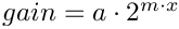 $gain = a \cdot 2^{m \cdot x}$